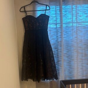 NADINE MERABI Black Lace Midi Dress